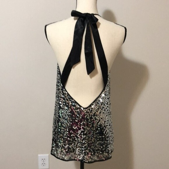Victorias Secret Silver Sequined Top Halter Size Small Party Holiday Y2K… - Picture 4 of 10